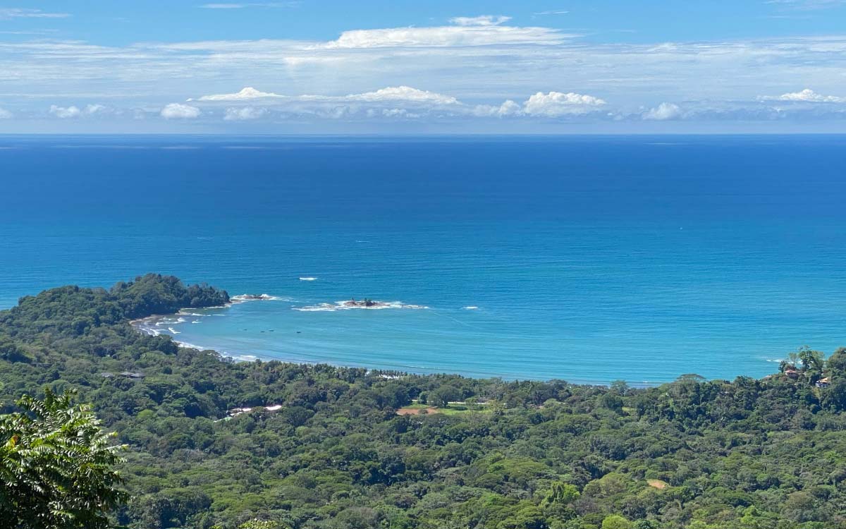 Punta Dominical Bay view from Hacienda Ebano lookout, very close to Dominical, Costa Rica