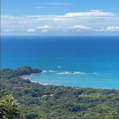 Punta Dominical Bay view from Hacienda Ebano lookout, very close to Dominical, Costa Rica