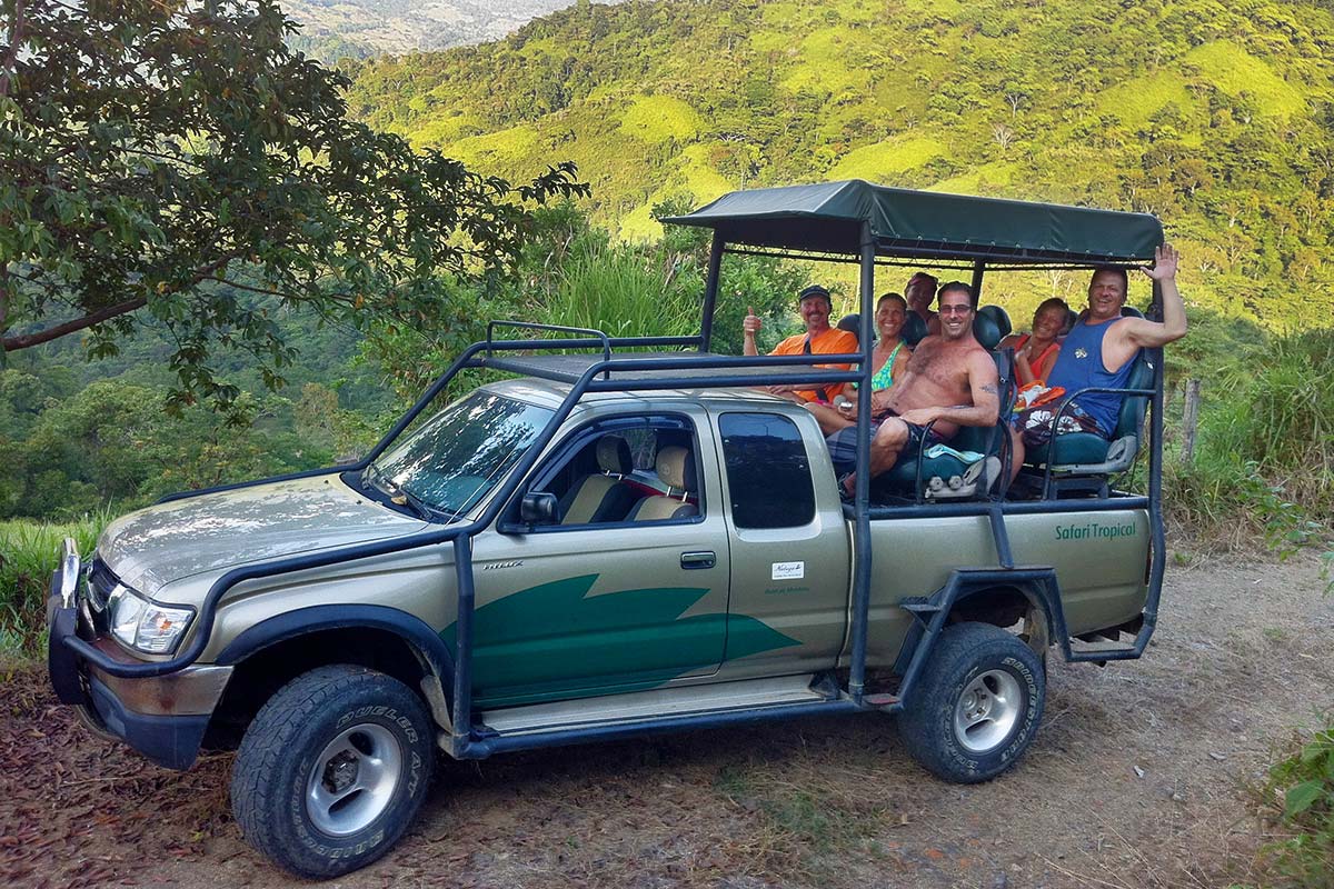 Traveling in the Safari Tropical Truck at Hacienda Ebano - near Dominical - Baru Costa Rica