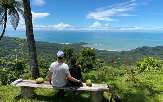 Punta Dominical bay ocean view from the Big Mango Lookout at Hacienda Ebano